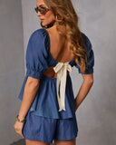 Bare Afternoon Contrast Back Tie Top