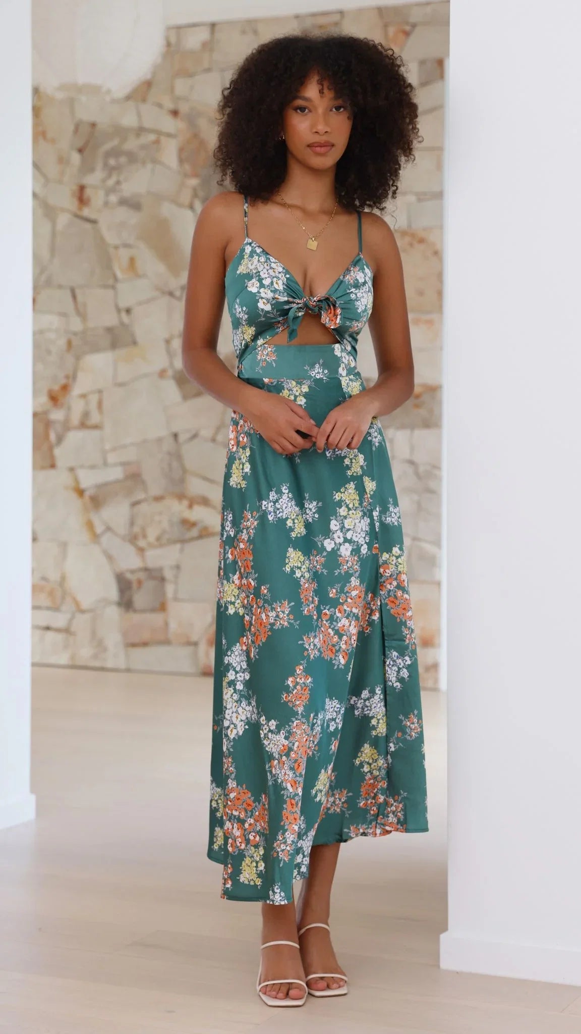 Dreamers Midi Dress Green Floral