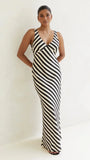 Ellery Maxi Dress Black Beige Stripe