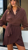 Zaida Shirt Mini Dress Chocolate