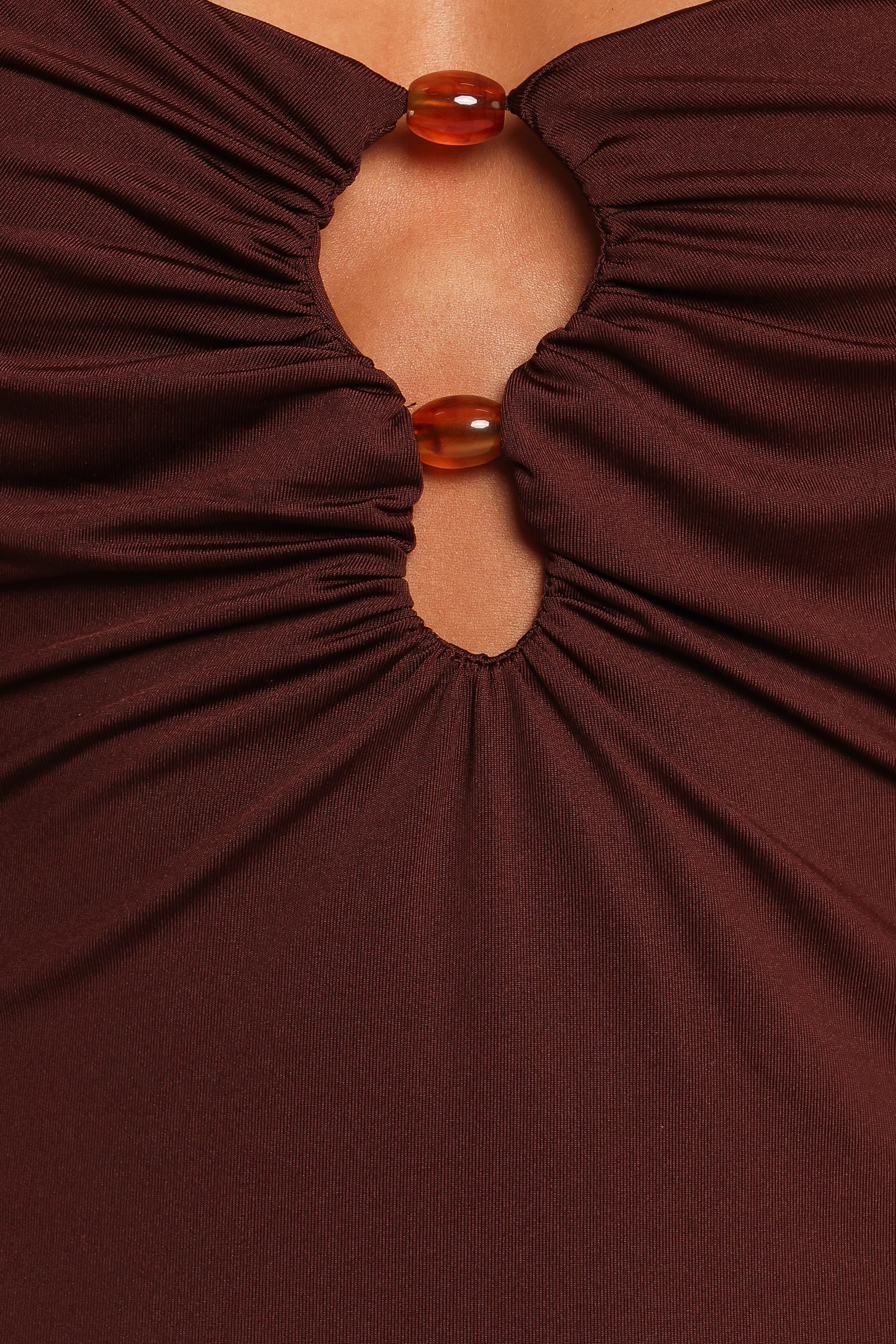 Ashy Midi Dress Brown