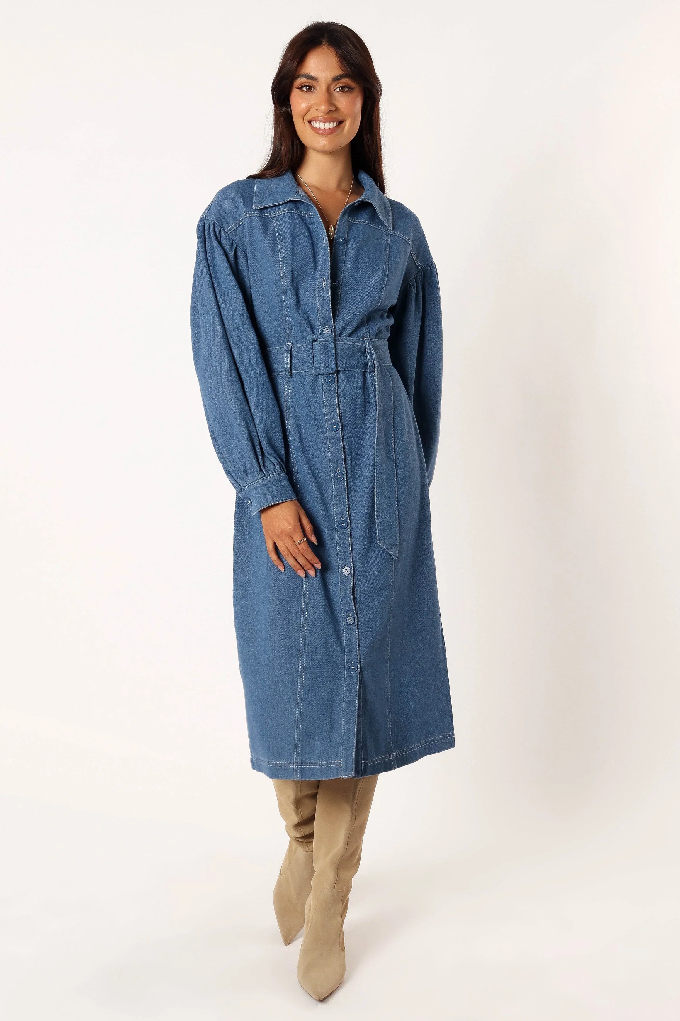 Kocoa Long Sleeve Midi Dress Denim