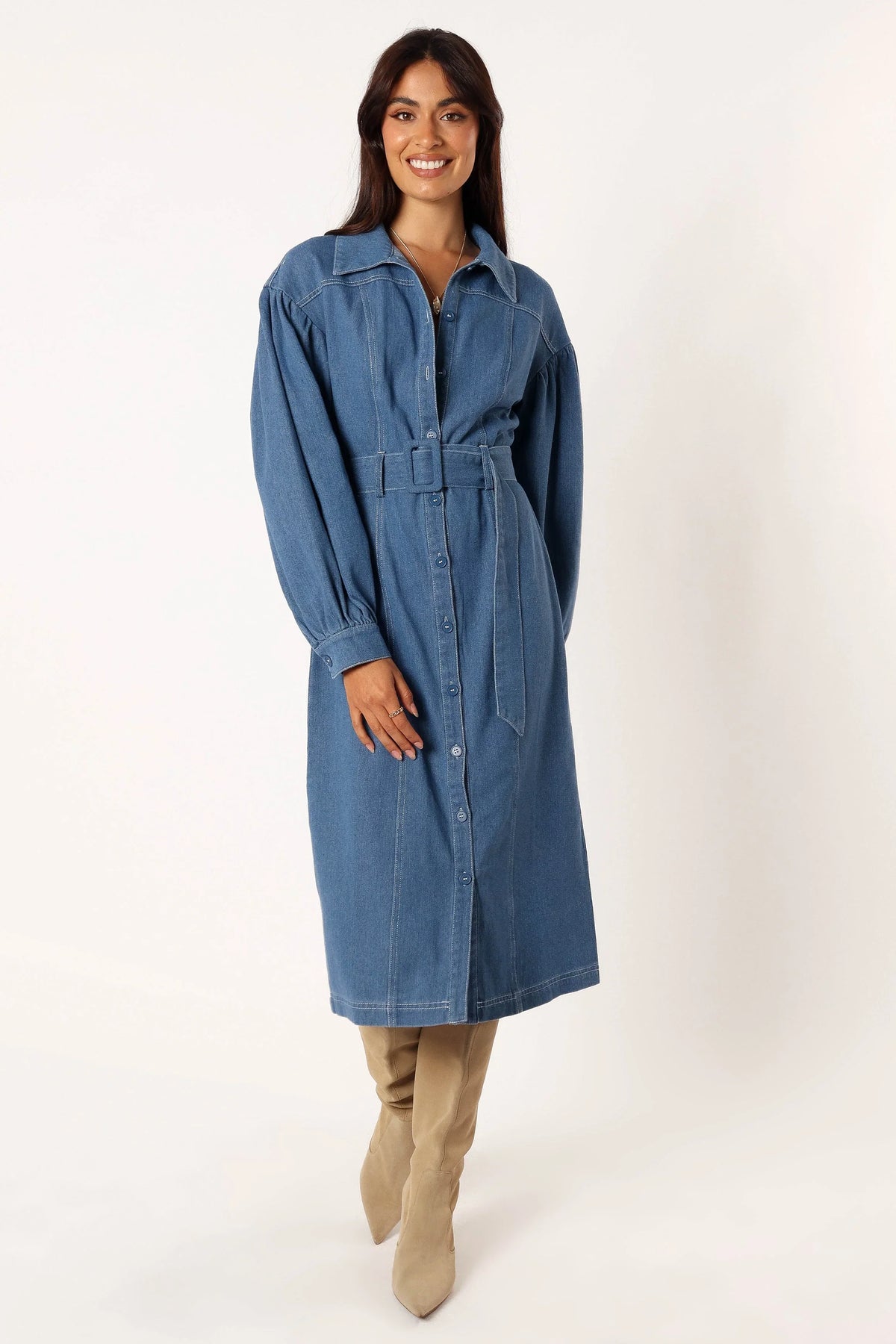 Kocoa Long Sleeve Midi Dress Denim