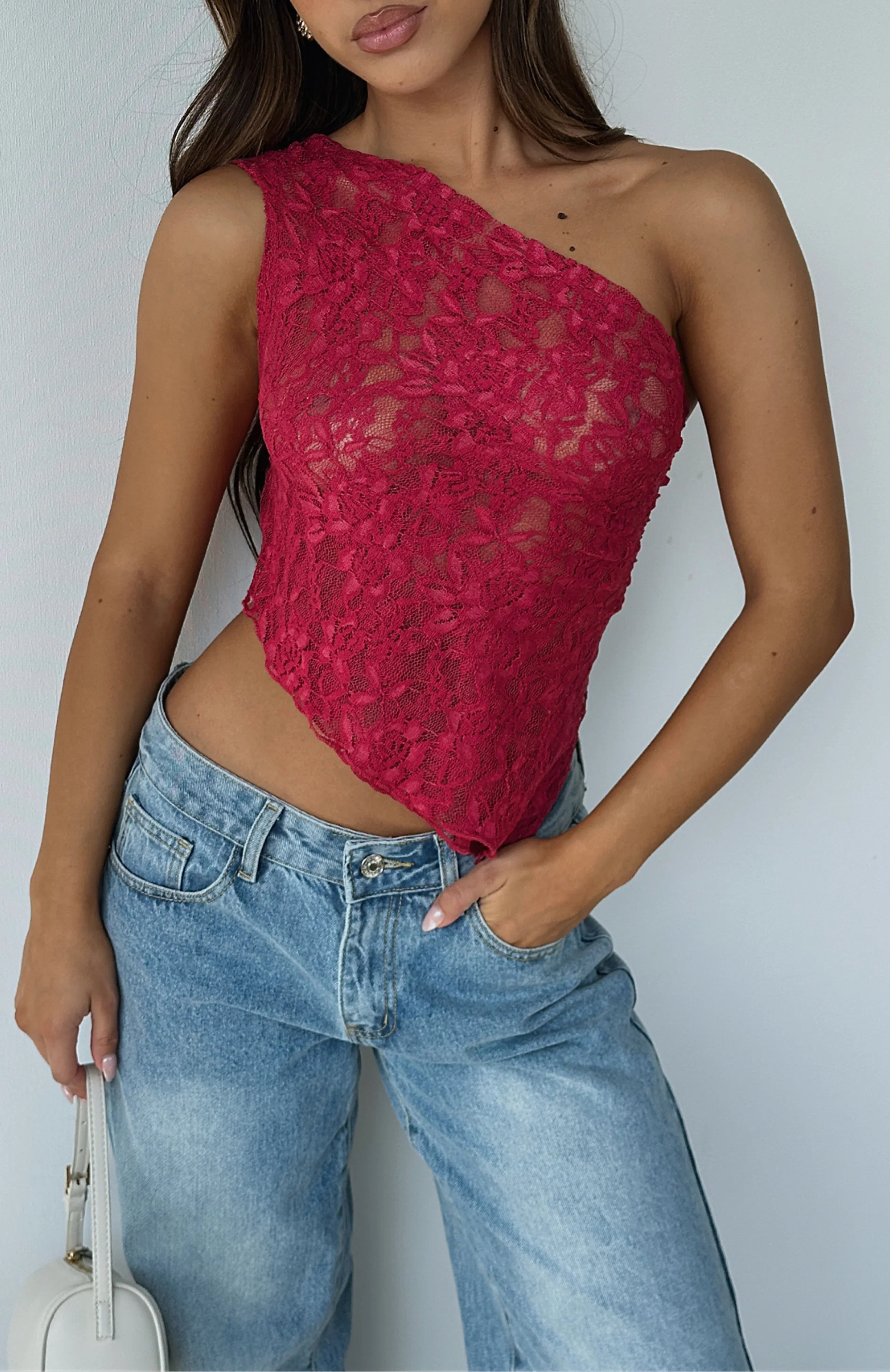 Its A Love Story Lace Top Berry