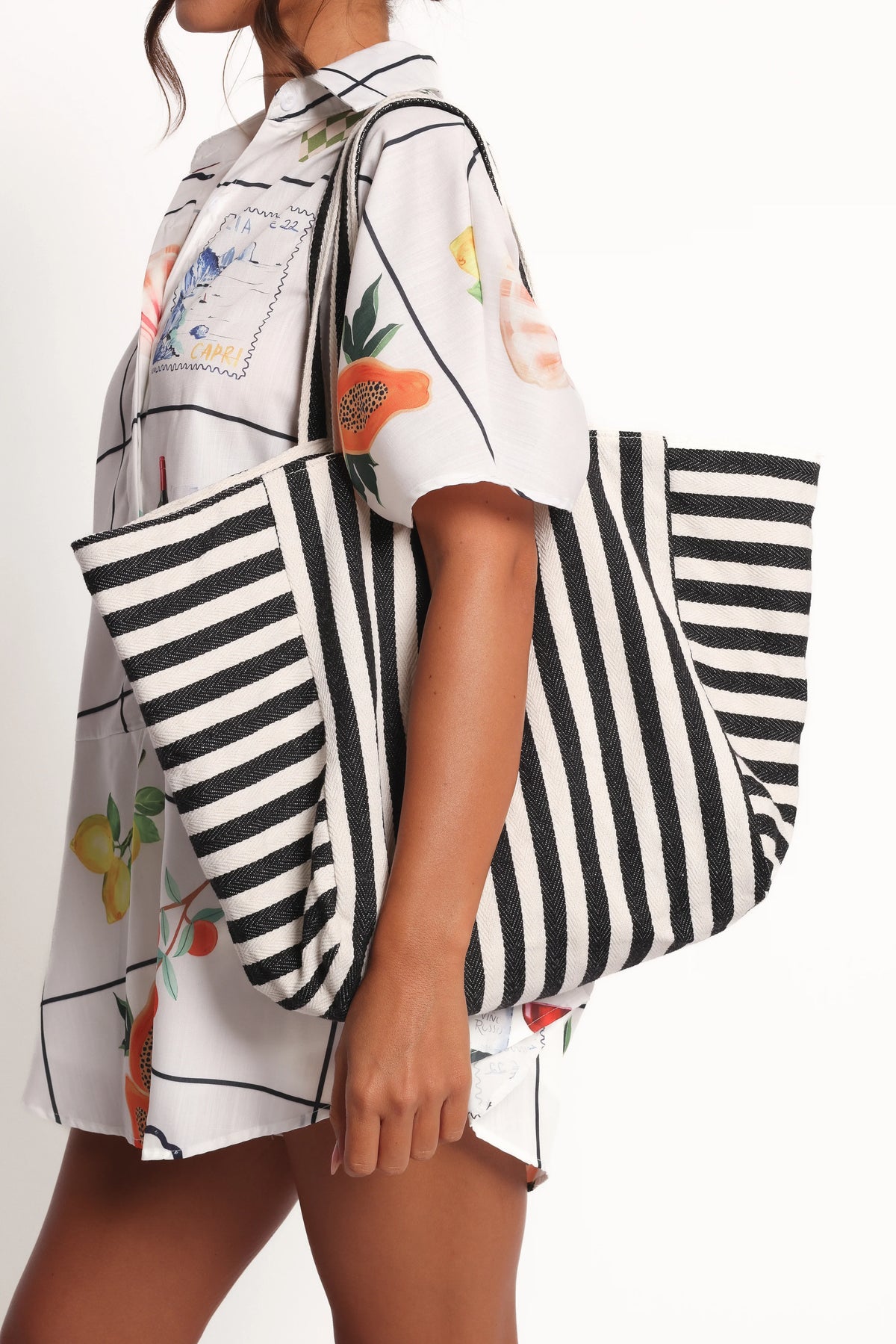 Savannah Beach Bag Black Stripe