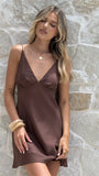 Halina Linen Mini Dress Chocolate