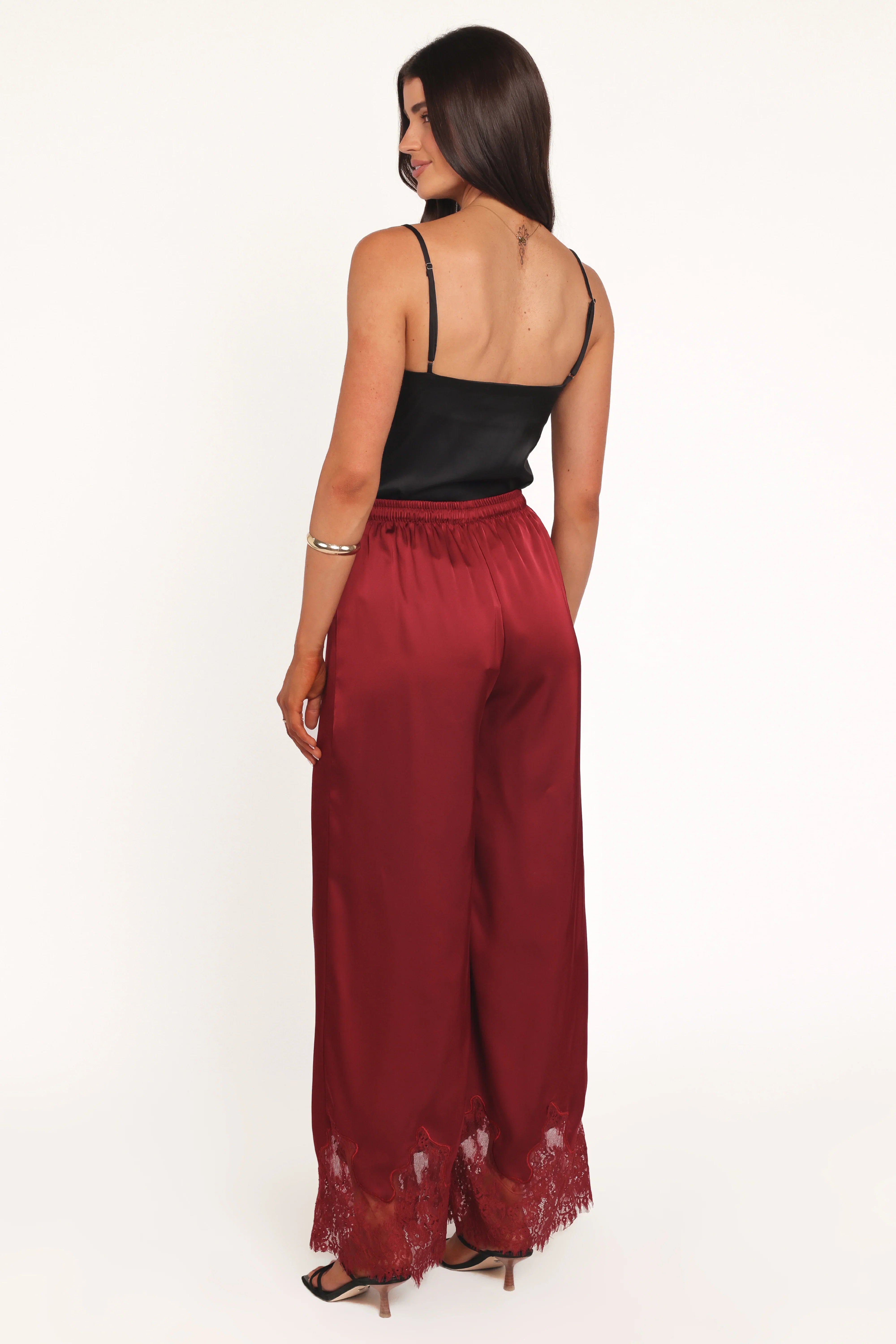 Viola Drawstring Wide Leg Pant Wine
