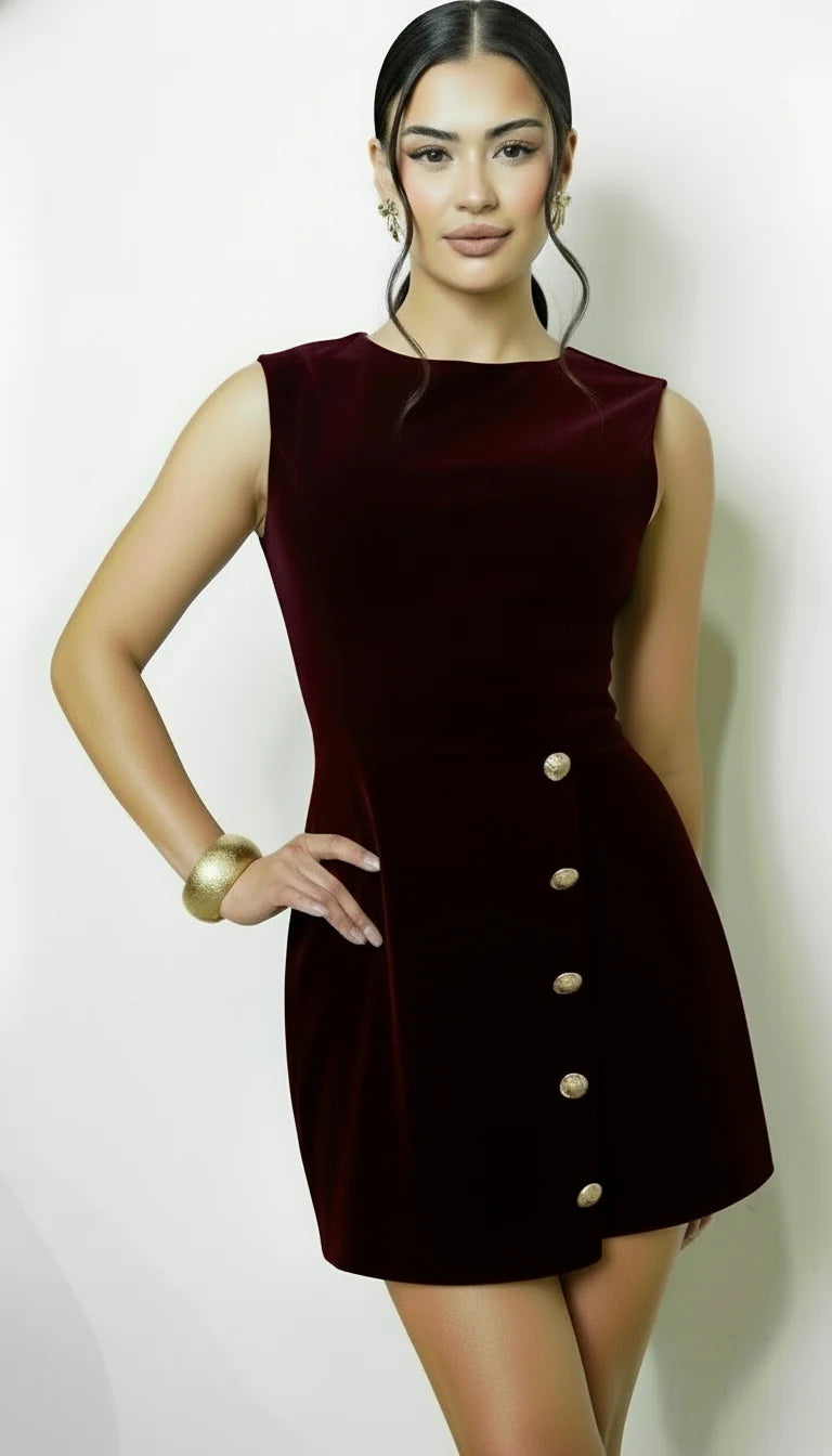 Selune Velvet Romper Burgundy