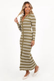 Eliana Long Sleeve Midi Dress Olive