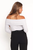 Anderson Wide Rib Off Shoulder Top Pastel Grey