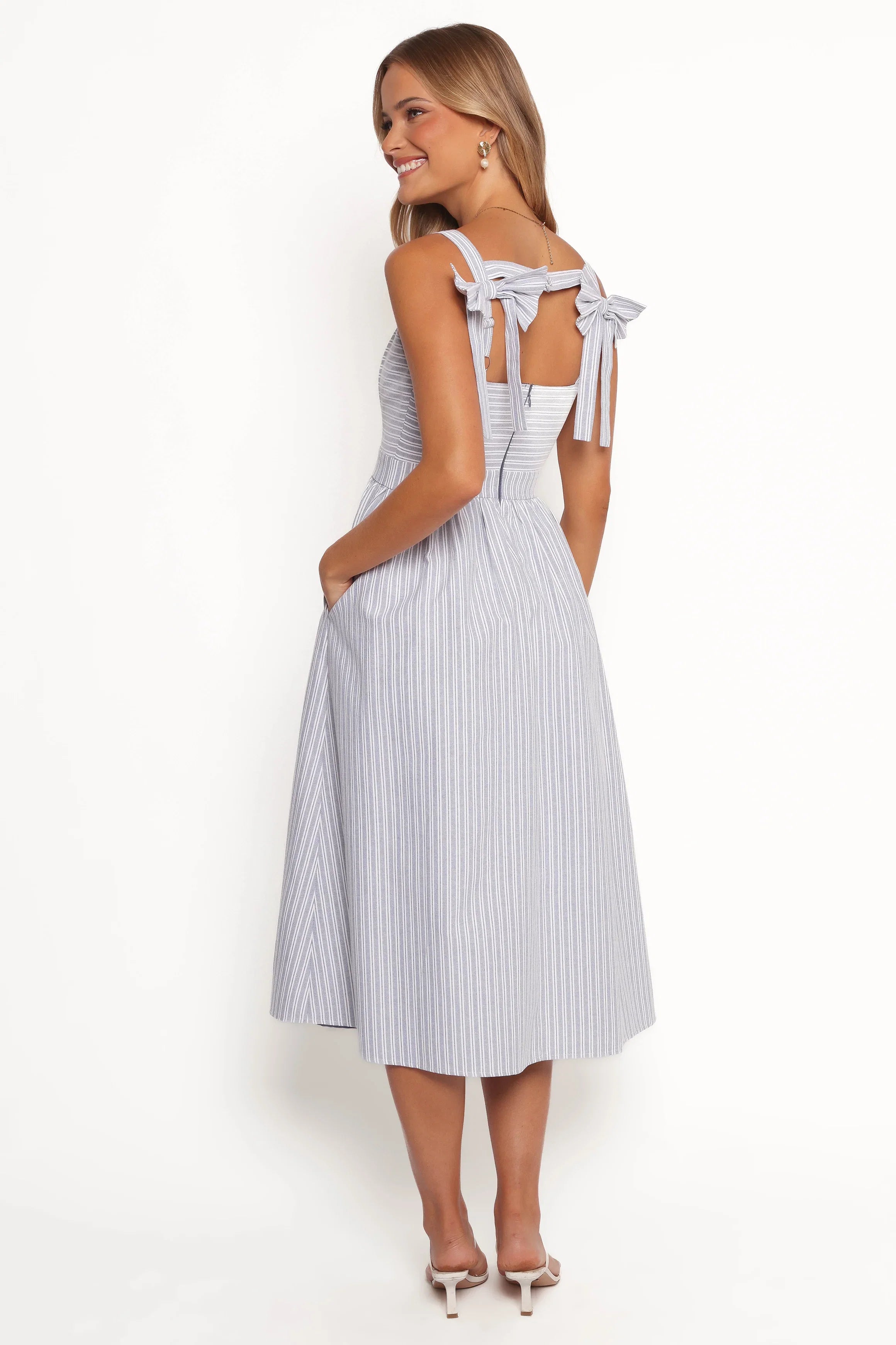 Johanna Midi Dress Grey White