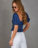 Saray Smocked Denim Top