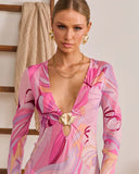 Fluid Shift Abstract Mesh Cover Up Dress