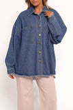 Twiggy Frayed Edge Denim Shacket Denim