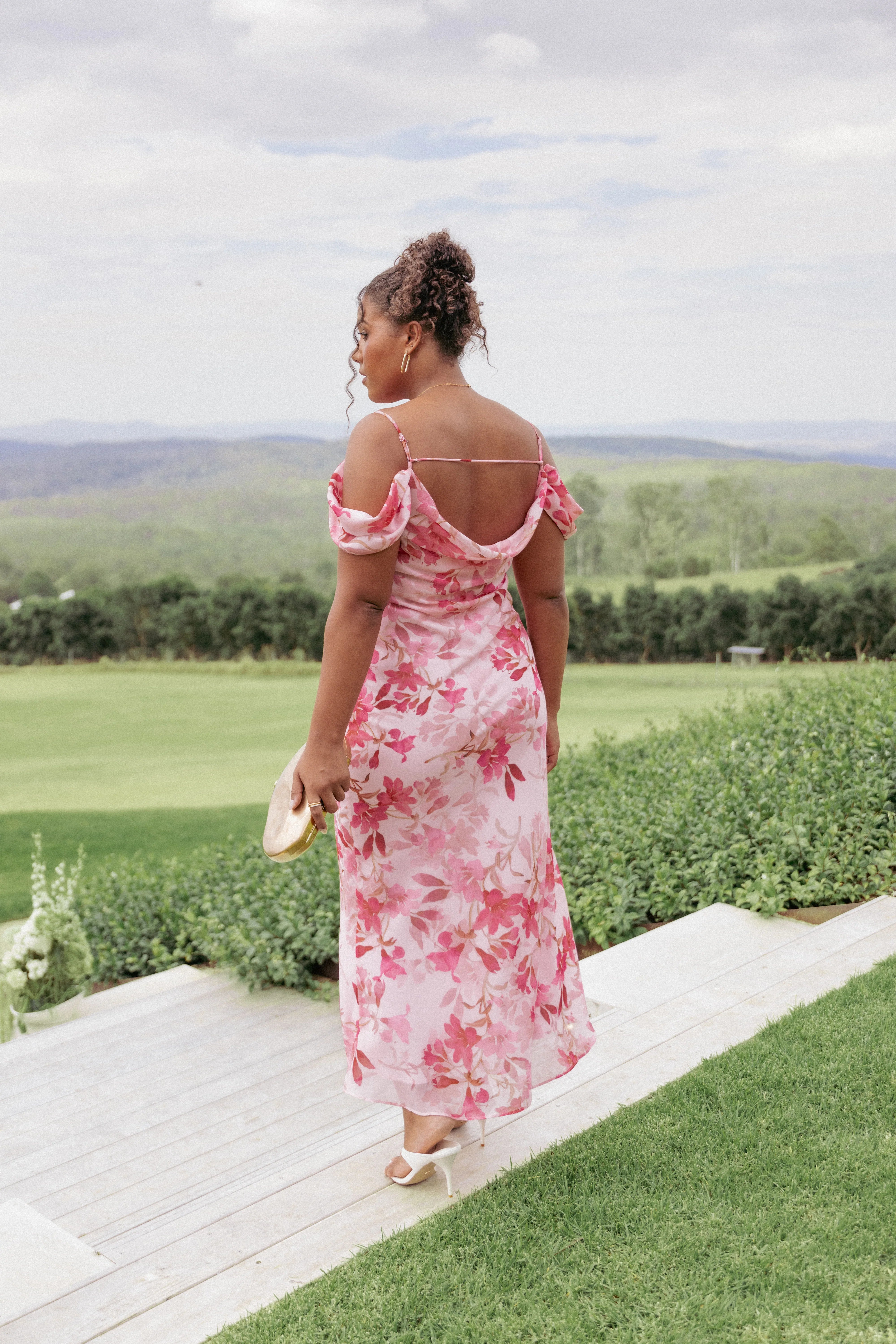 Esther Midi Dress Pink Floral