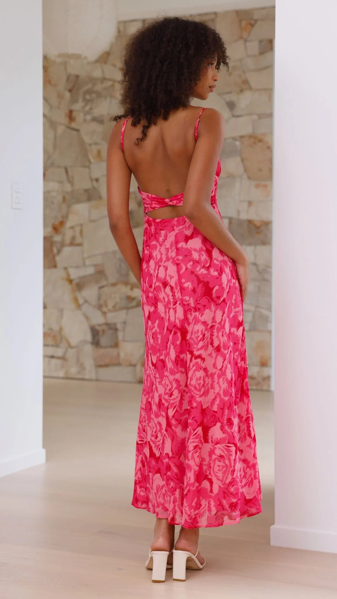 Margie Midi Dress Pink Floral