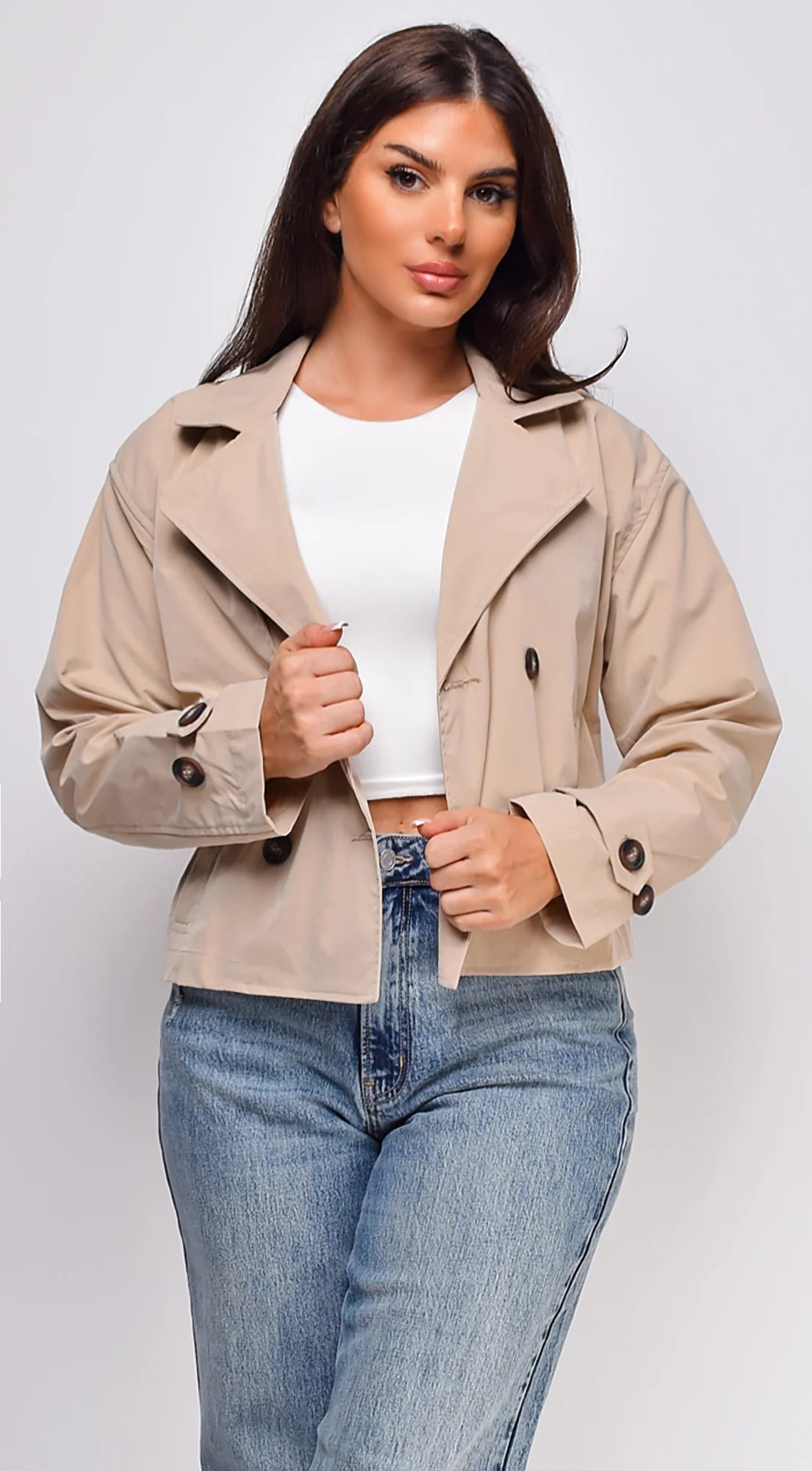 Iana Cropped Trench Jacket Beige