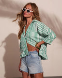 Harbor Honey Striped Cotton Button Down Top