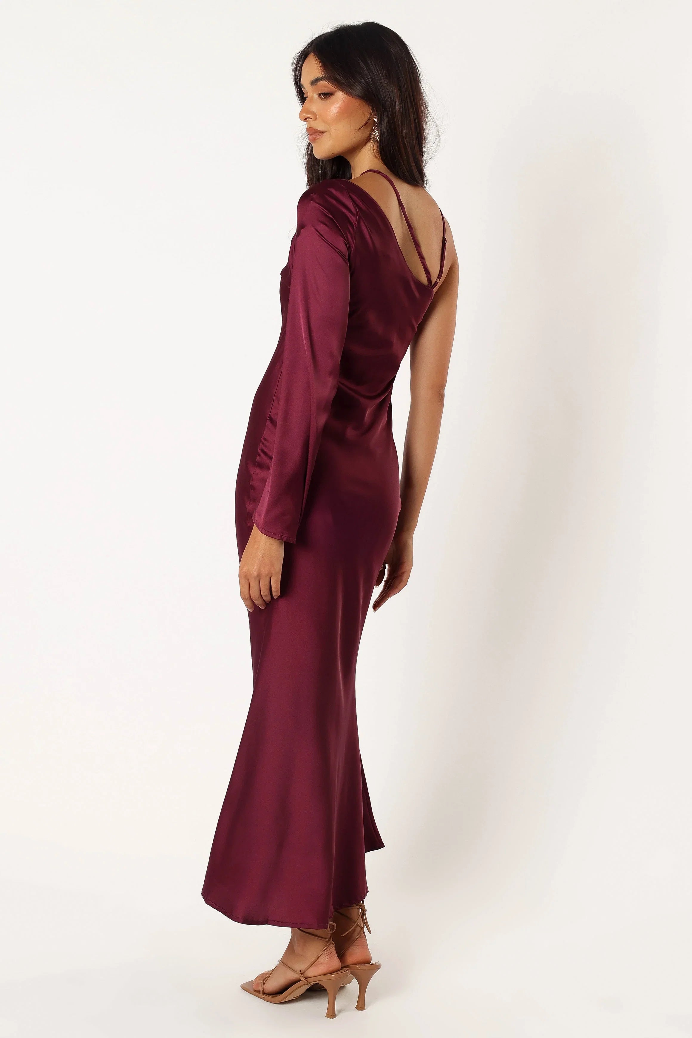 Moly One Shoulder Midi Dress Wine