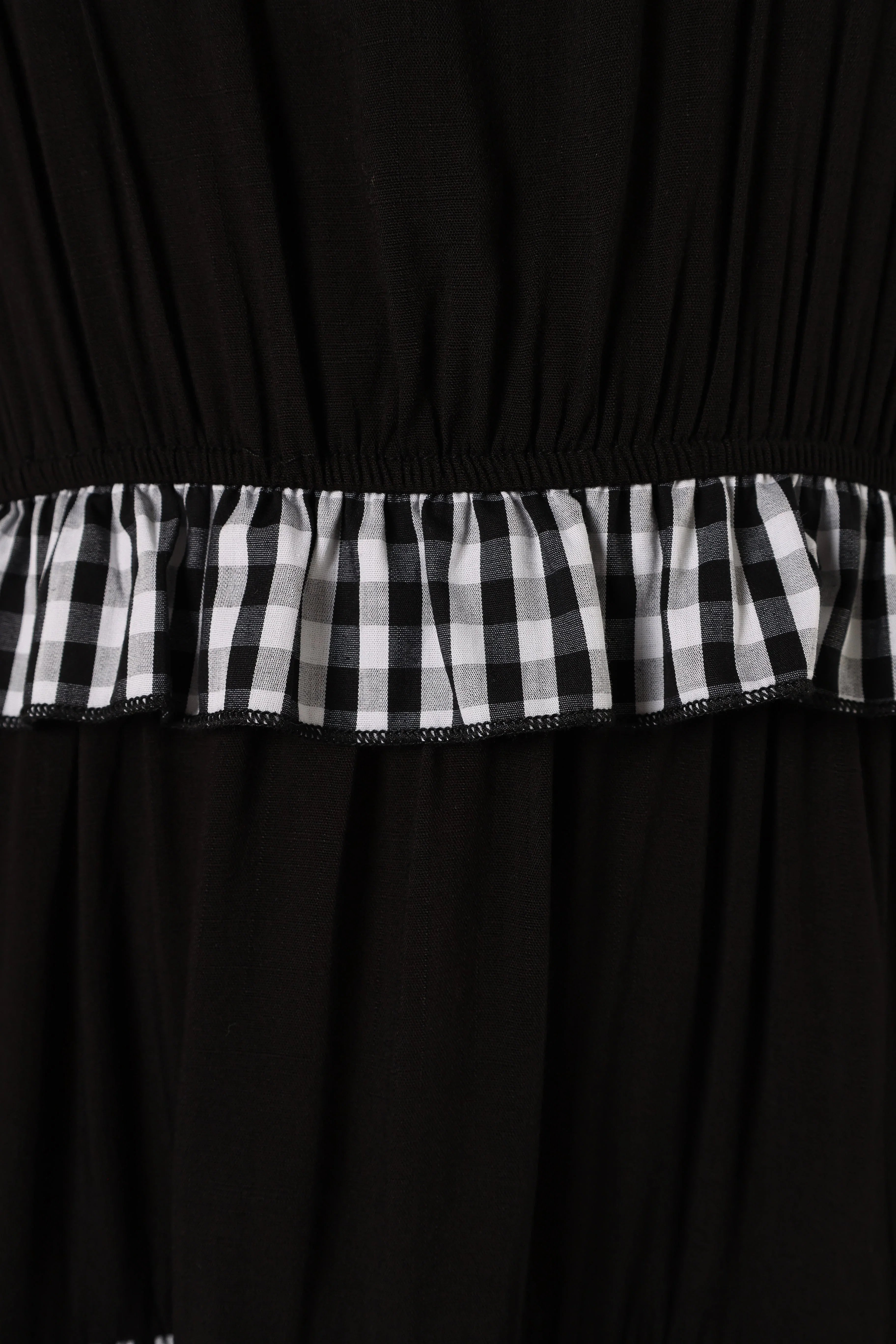 Chanty Tiered Midi Dress Black Gingham