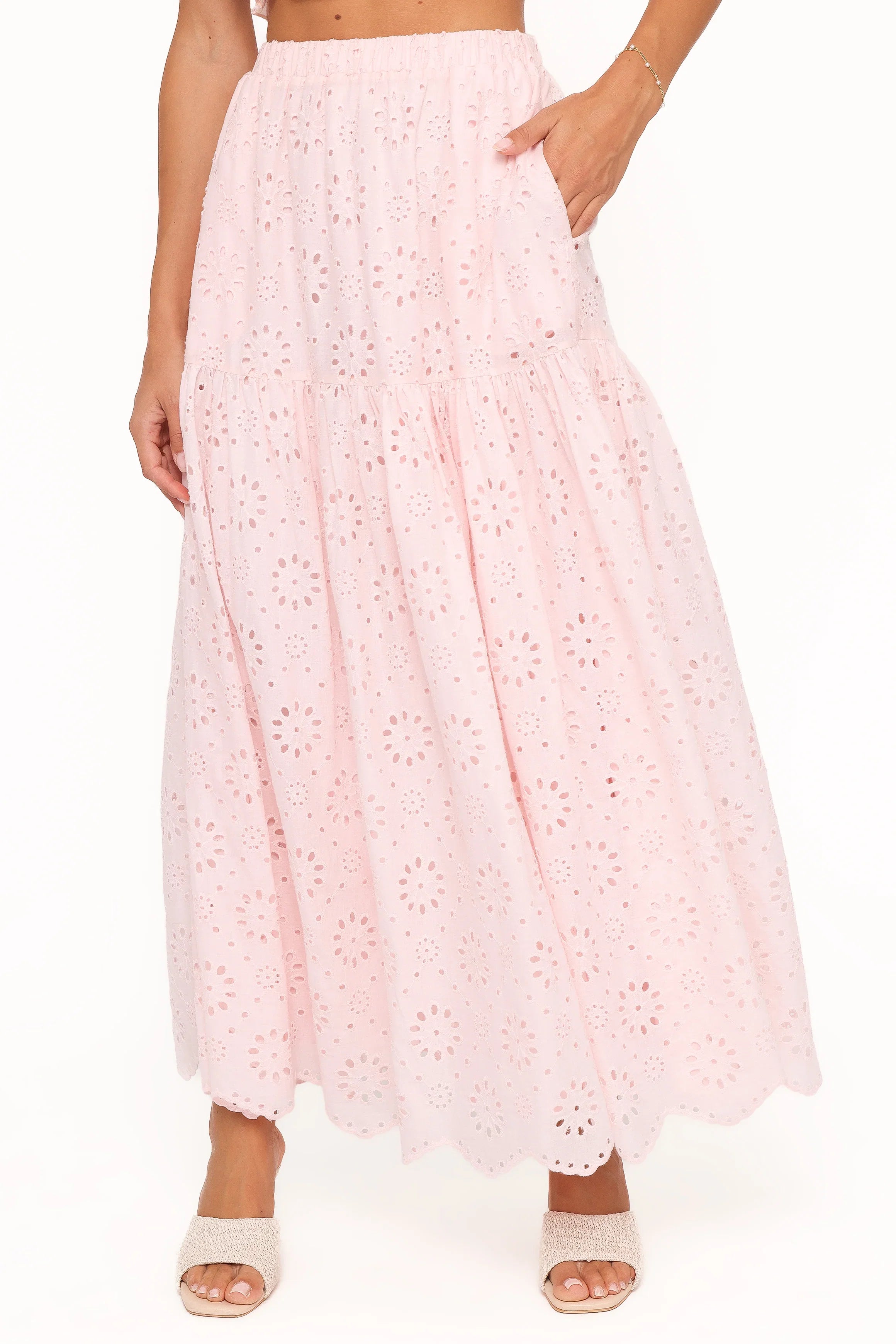 Angelina Skirt Set Pink Broiderie