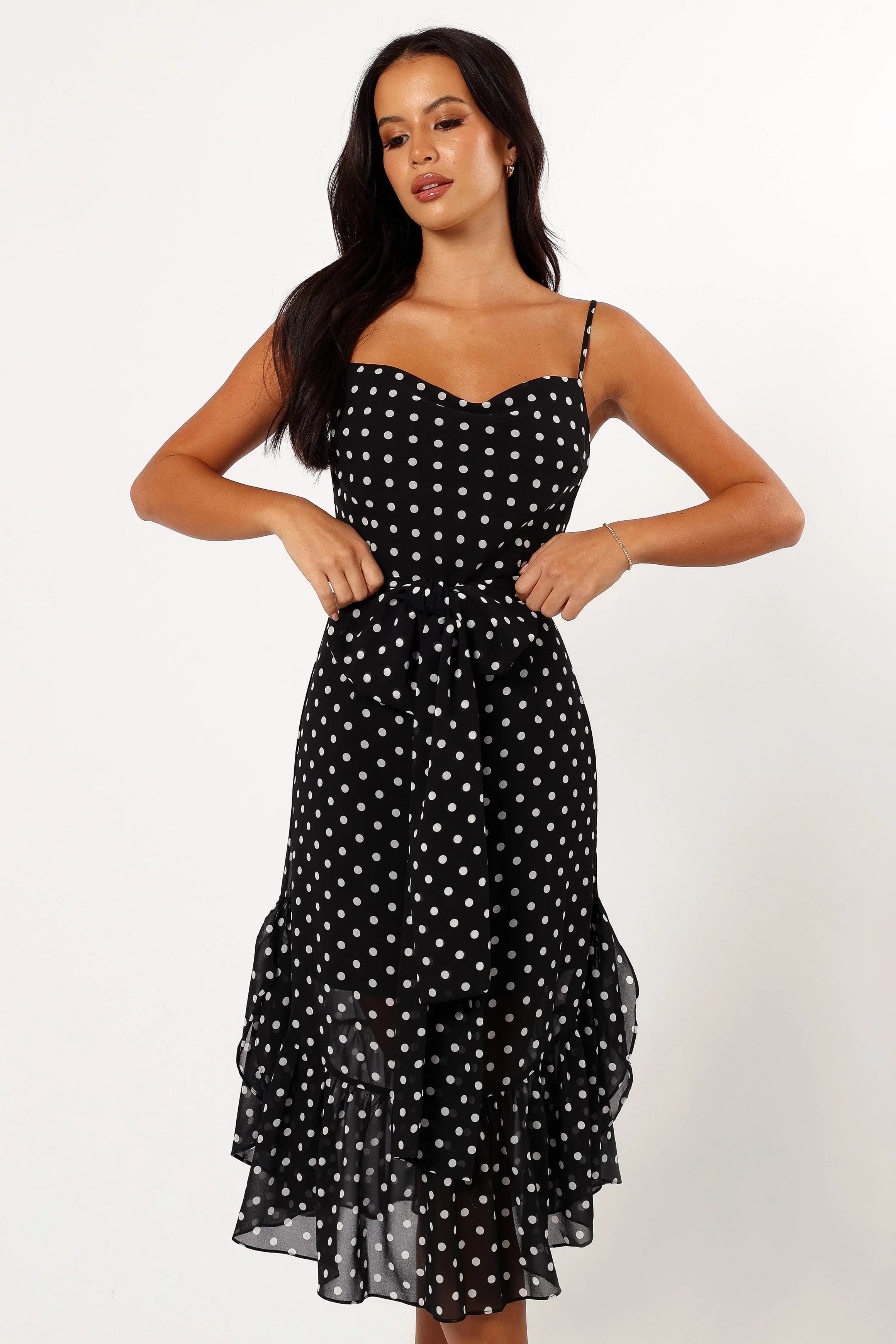 Francesca Midi Dress Black Polka Dot