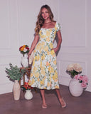 April Noon Eyelet Floral Midi Dress