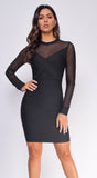 Hadley Black Mesh Sleeves Bandage Dress