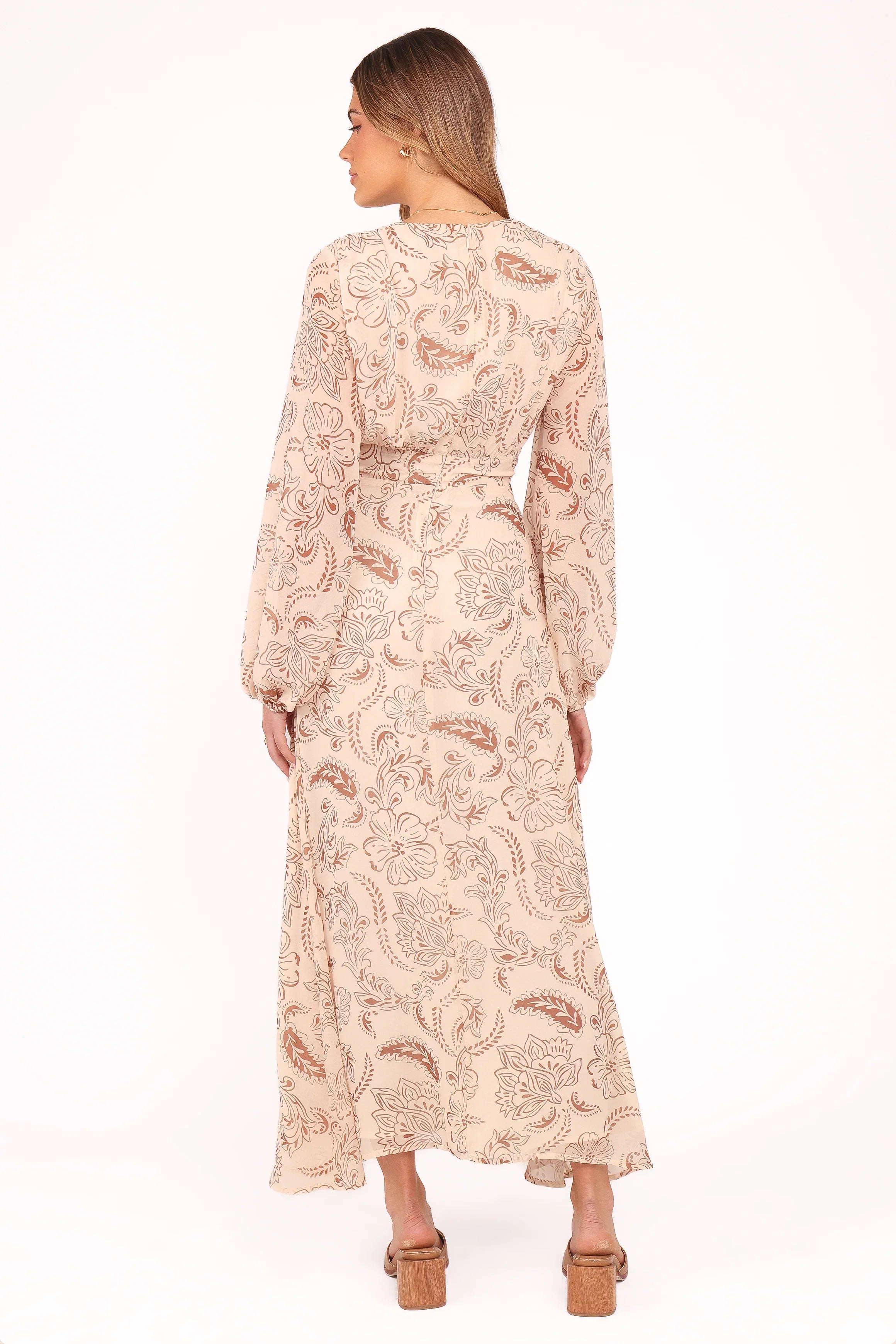 Riba Midi Dress Brown Paisley