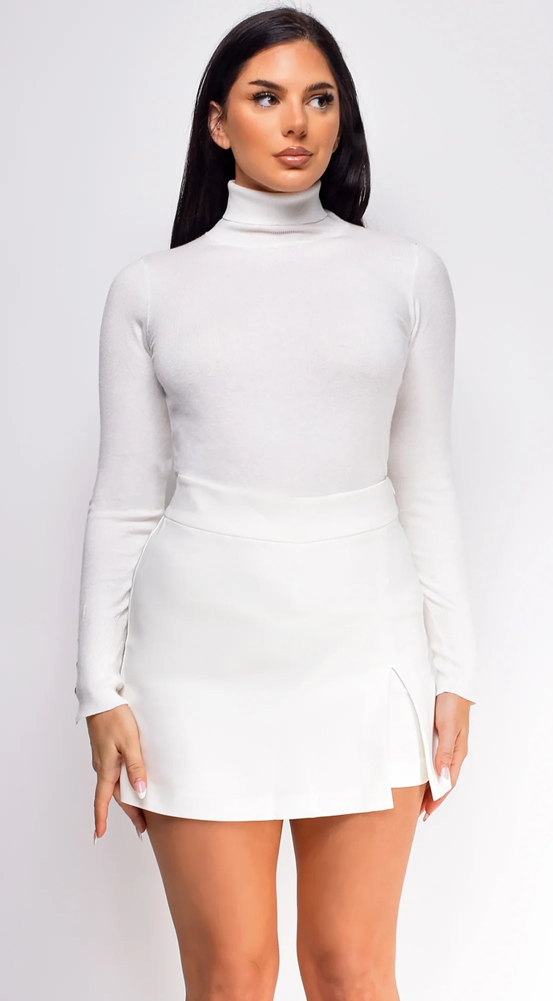 Gigi High Neck Long Sleeve Top Ivory