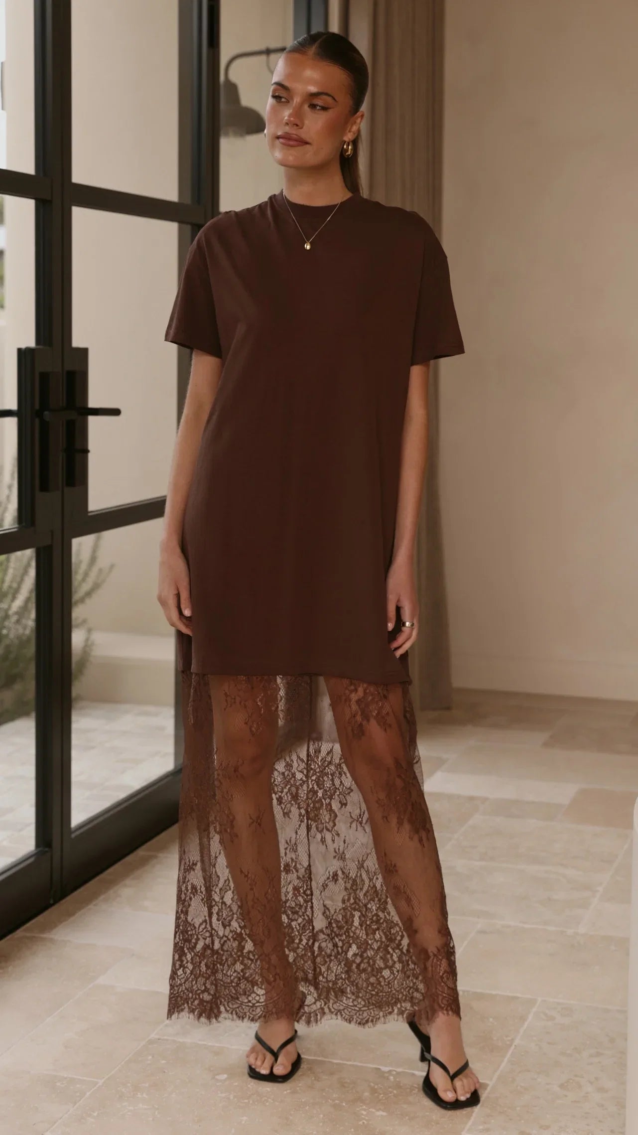 Adora T Shirt Maxi Dress Chocolate