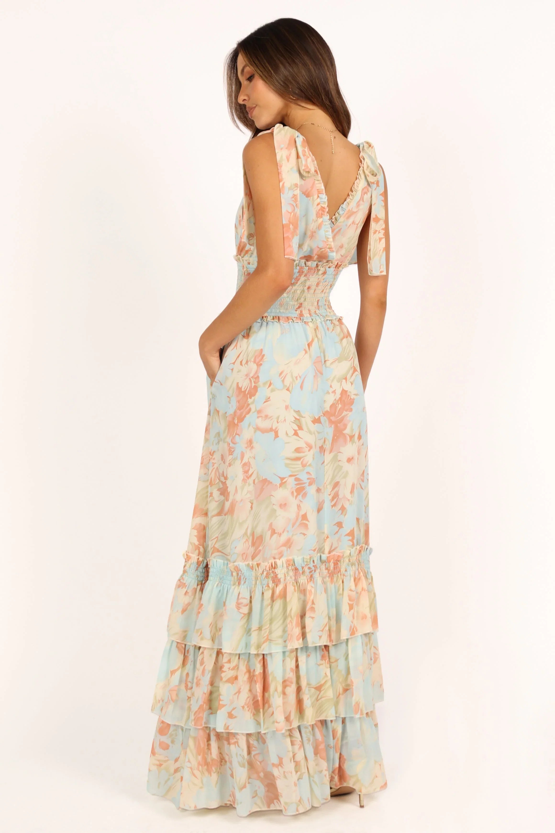 Christabel Tiered Maxi Dress Blue Floral