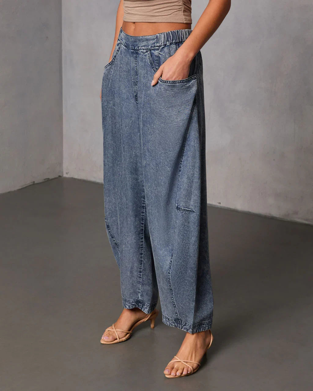 Racquel Chambray Barrel Pants