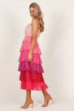 Minnie Tiered Tulle Midi Dress Pink