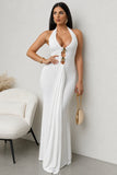 Zalyra Halter Cutout Maxi Dress White