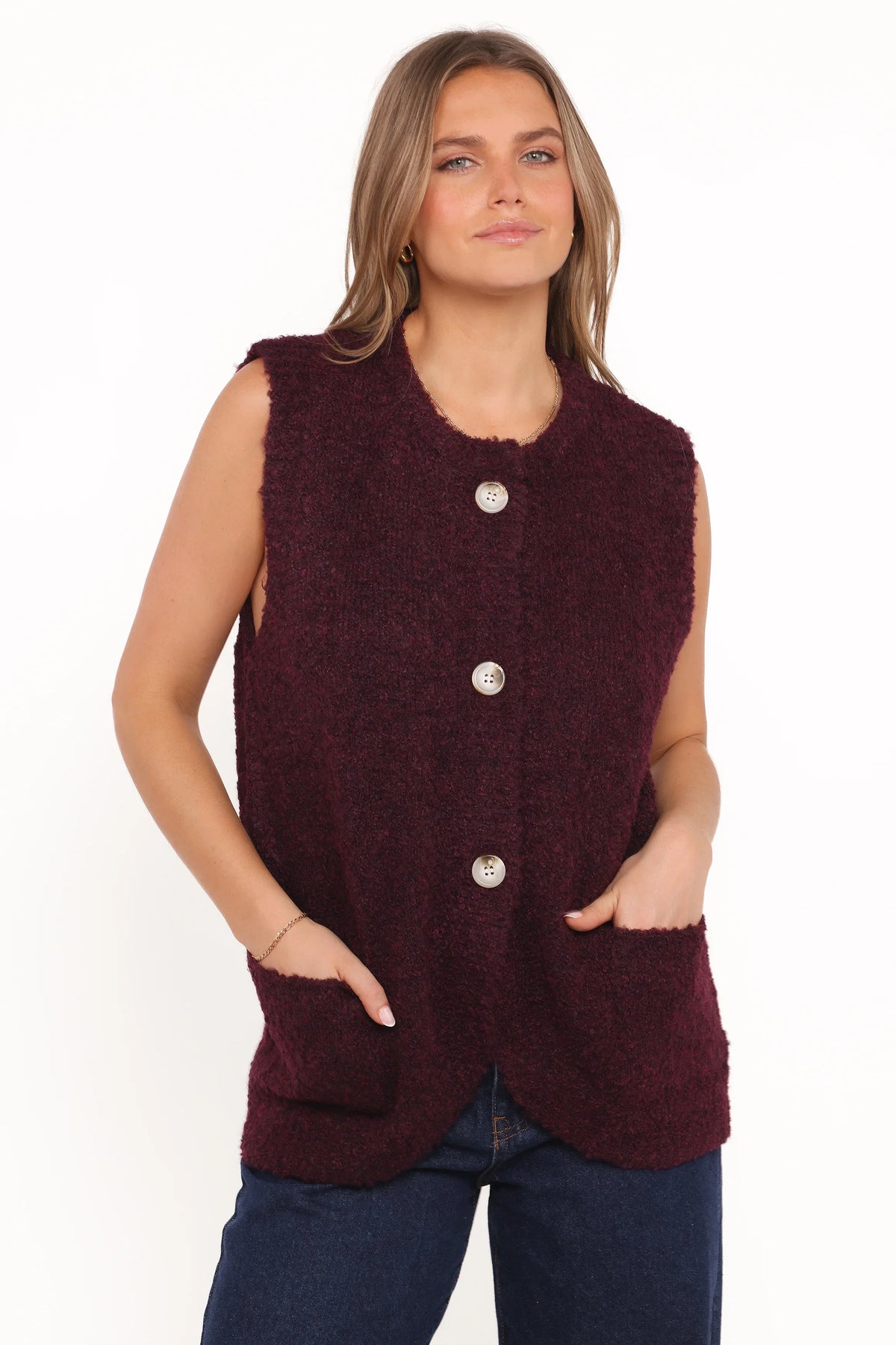 Avery Knit Vest Wine