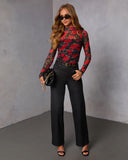 Liessa Mesh Mock Neck Top