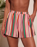 Tropic Chic Striped Mid Rise Shorts