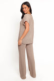 Stassia Knitted Pant Set Brown
