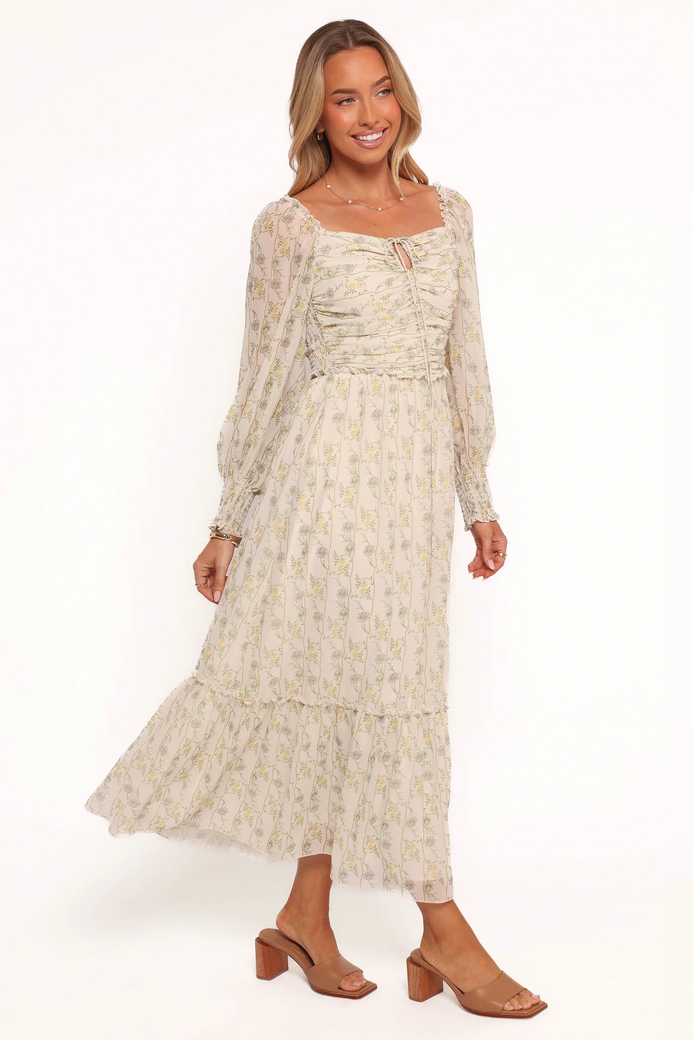 Keziah Long Sleeve Maxi Dress Yellow Floral