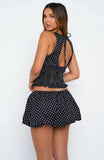 Runaway Heart Mini Skort Black White Polka Dot