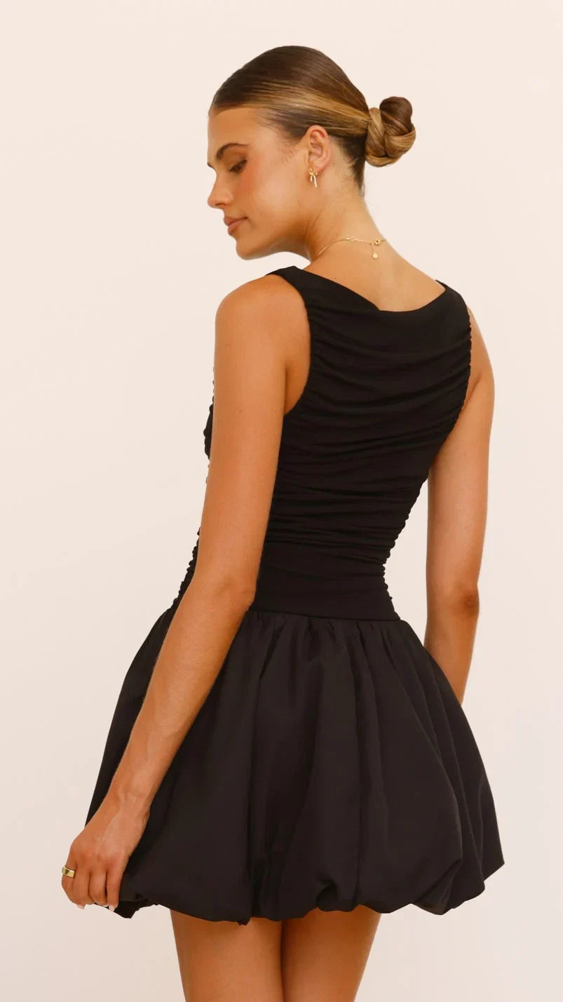 Meera Boat Neck Mini Dress Black