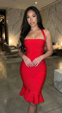Rinnia Mermaid Bandage Dress Red