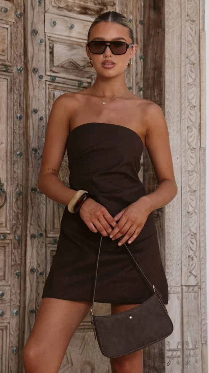 Dana Strapless Mini Dress Chocolate