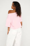 Need More Time Off Shoulder Oversized Tee Pink