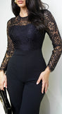 Marise Lace Top Knit Jumpsuit Black