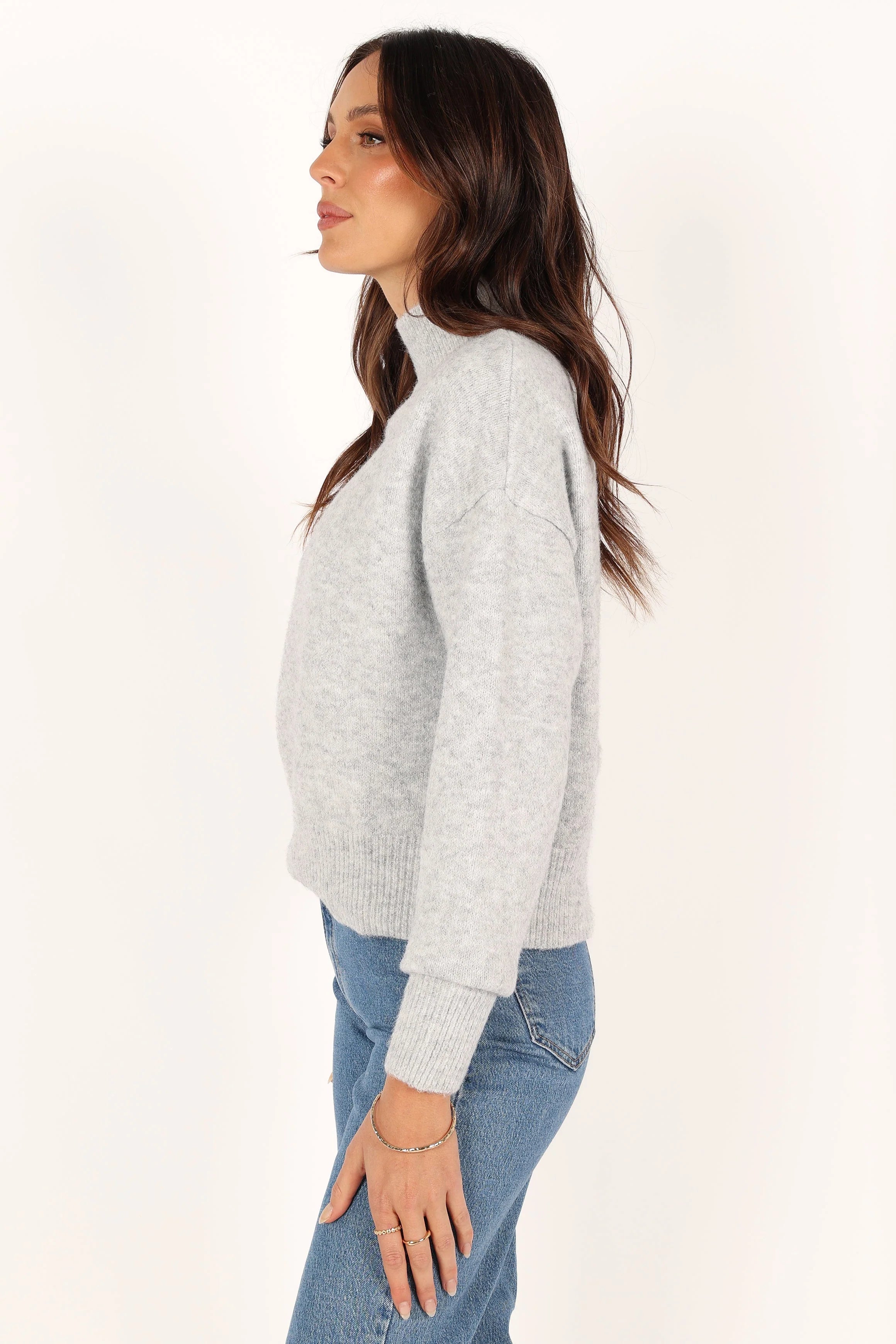 Brianna Mockneck Knit Sweater Heather Grey