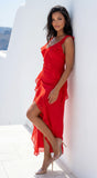 Ismeria Ruffle Maxi Dress Red