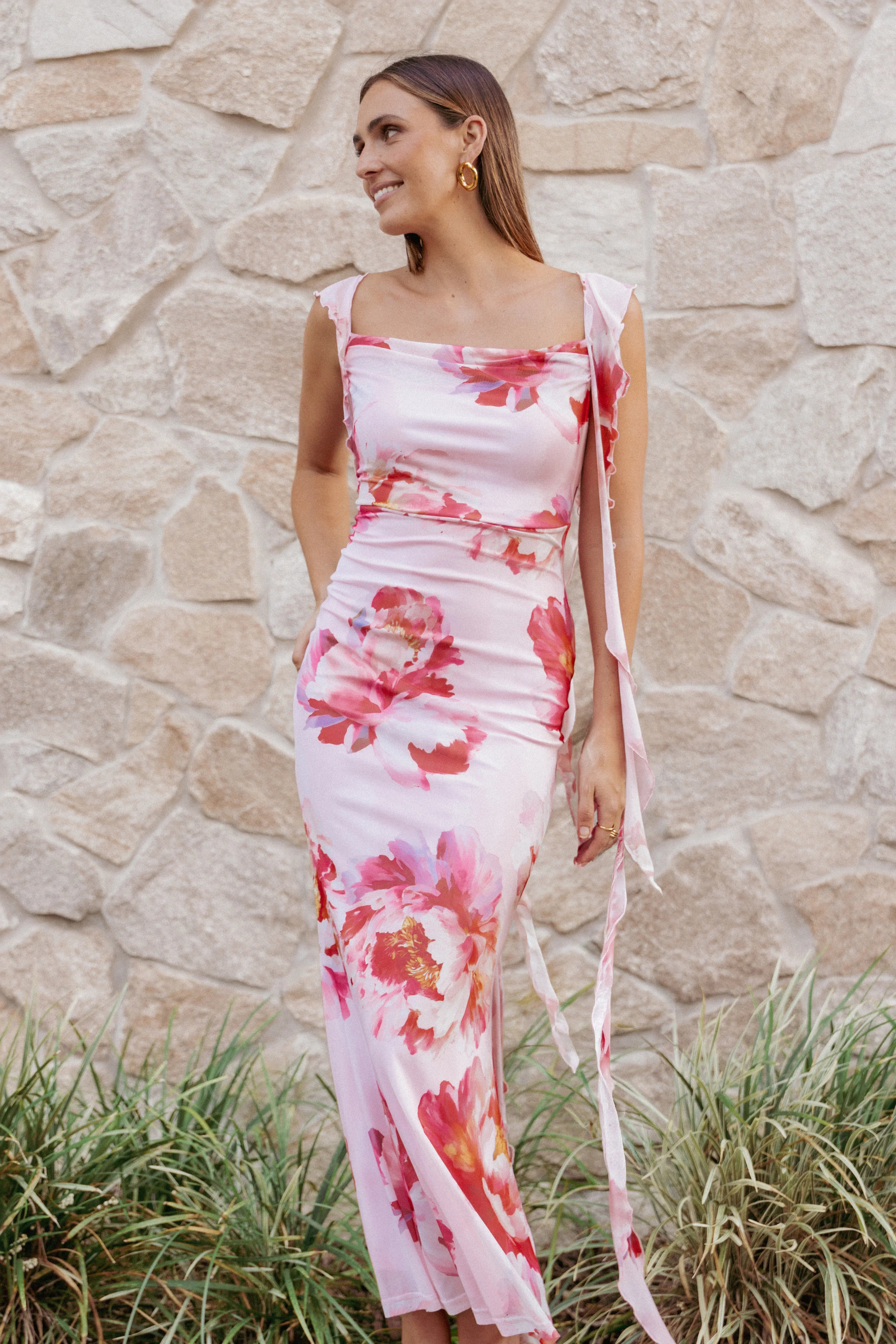 Chiara Maxi Dress Pink Peony