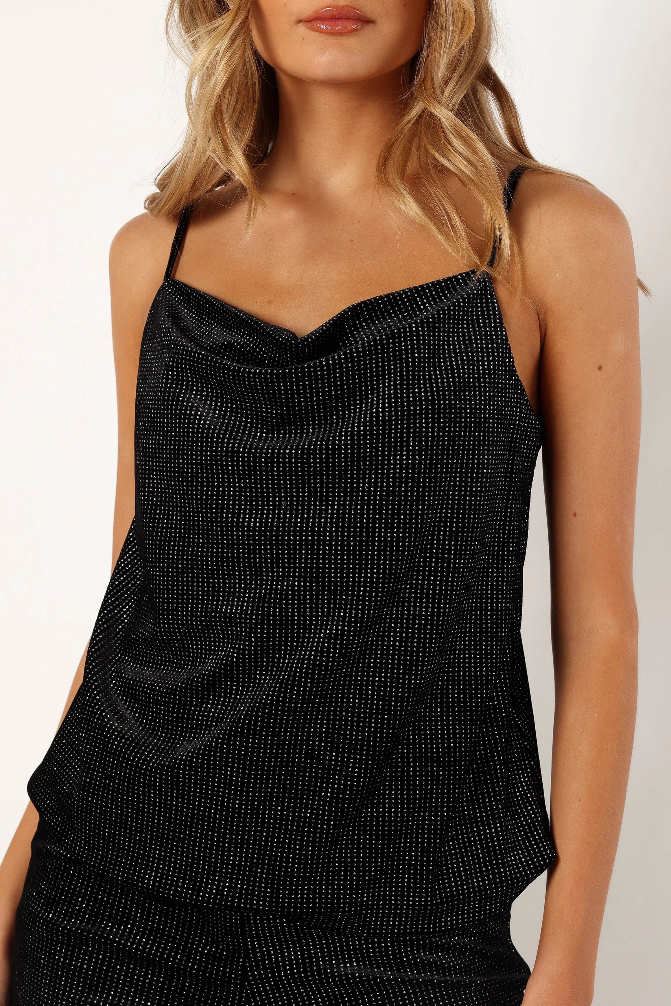 Ensley Velvet Shimmer Top Black